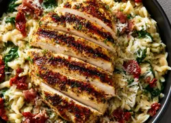 Tuscan Chicken Breast with Sun-Dried Tomato Basil Orzo