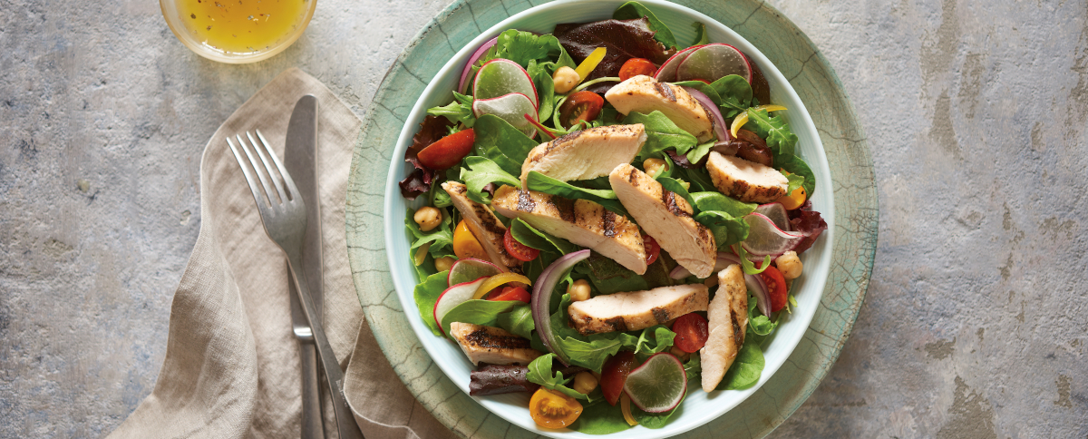 54250 Harvestland Organic Chicken Strip Salad V2 1200X484