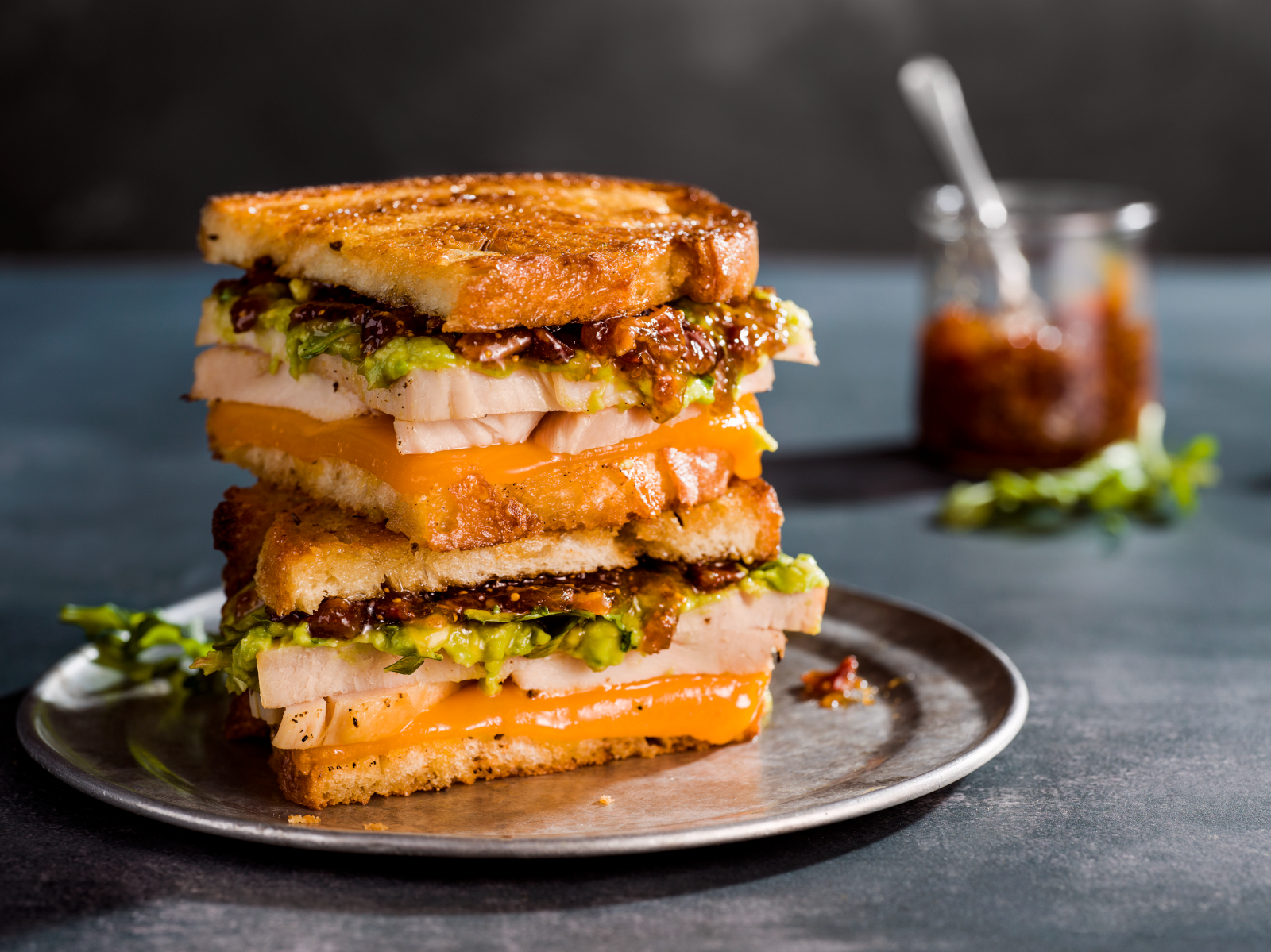 Turkey-Cheddar Melt with Bacon-Fig Jam