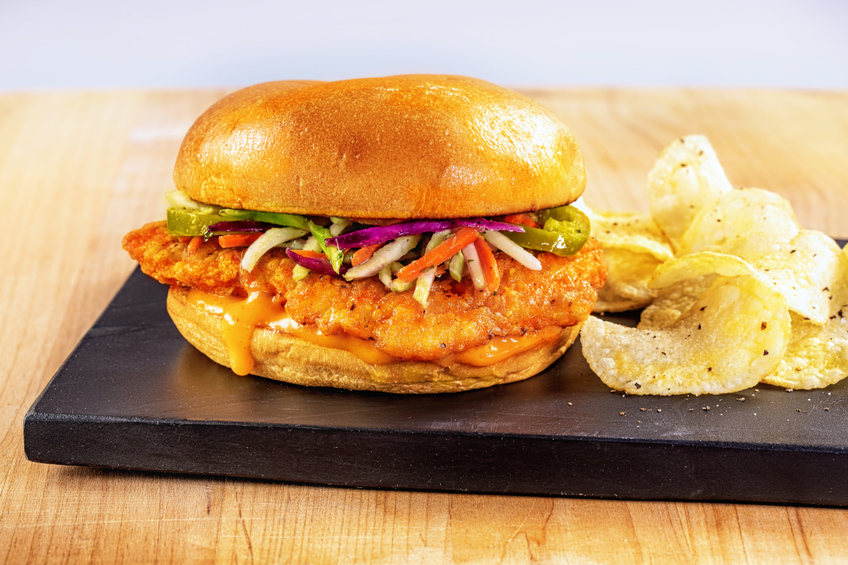 Spicy Chicken Sandwich With Chips