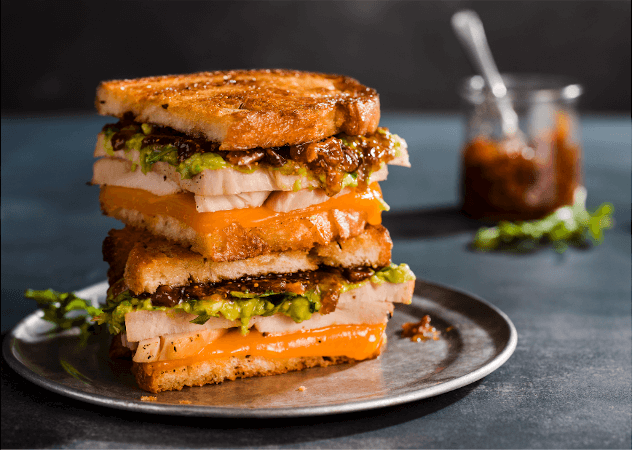 Turkey Cheddar Melt with Bacon-Fig Jam
