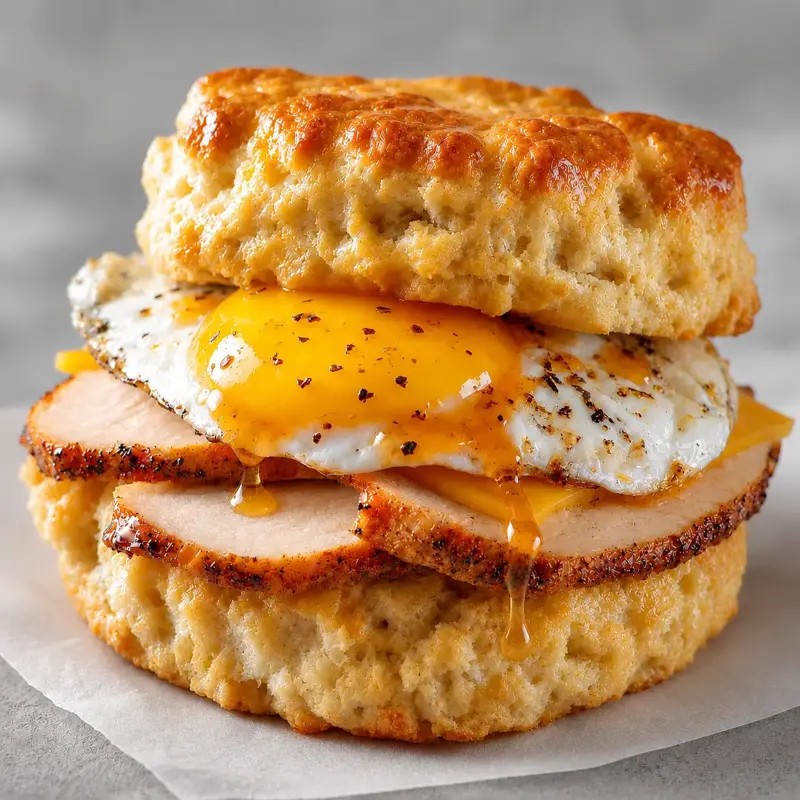 Hot Honey Turkey & Biscuit Sandwich